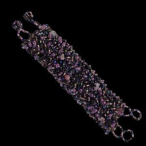 Vintage Amethyst & Rose Quartz Beaded Bracelet  Handmade Gemstone Jewelry